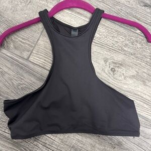 Skims Recycled Swim High Neck Raceback Top Medium Onyx